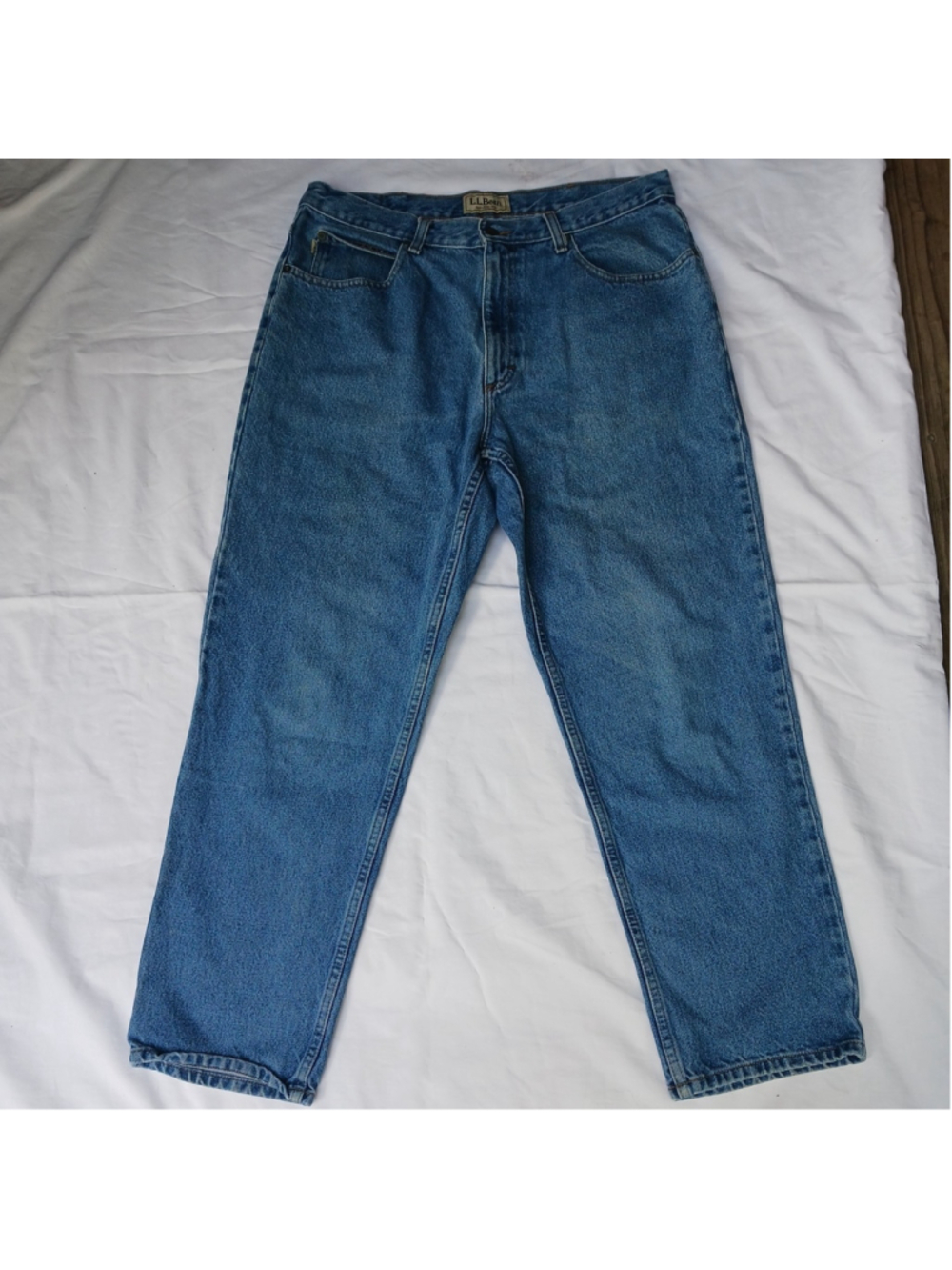 L.L.Bean Men's Blue Denim Jeans Tapered Style Cotton Regular Size 36 VTG